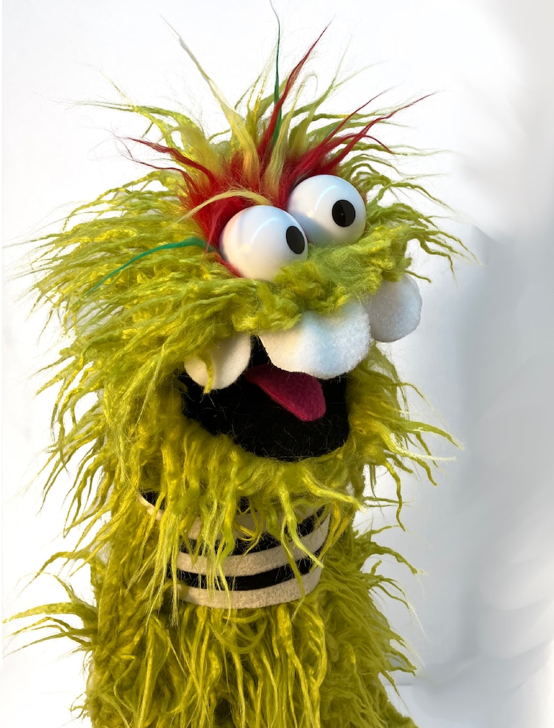 Fuzzbrain Puppet Green Shaggy Fuzz Pro Monster Hand Puppet - Etsy