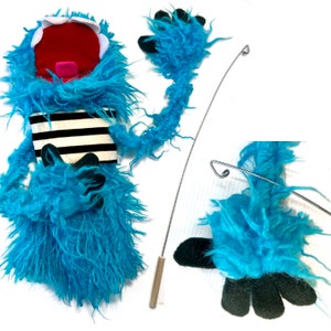 Fuzzbrain Puppet Green Shaggy Fuzz Pro Monster Hand Puppet - Etsy