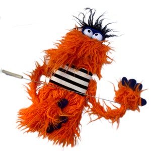 Orangefarbener Zottel Shnoz-Pro, Profi-Monster Handpuppe Bild 7