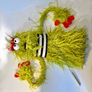 Green Shaggy Chin Pro Monster Hand Puppet image 6