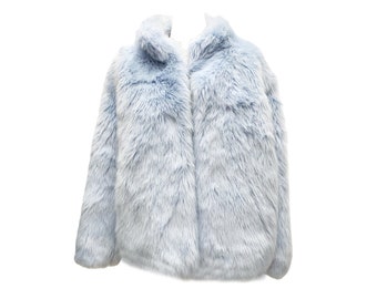 Retro Meshki  Baby Blue Faux Fur Statement Coat