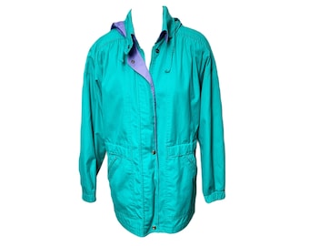 80's/90's London Fog Teal & Purple Parka Jacket W/ Removable and