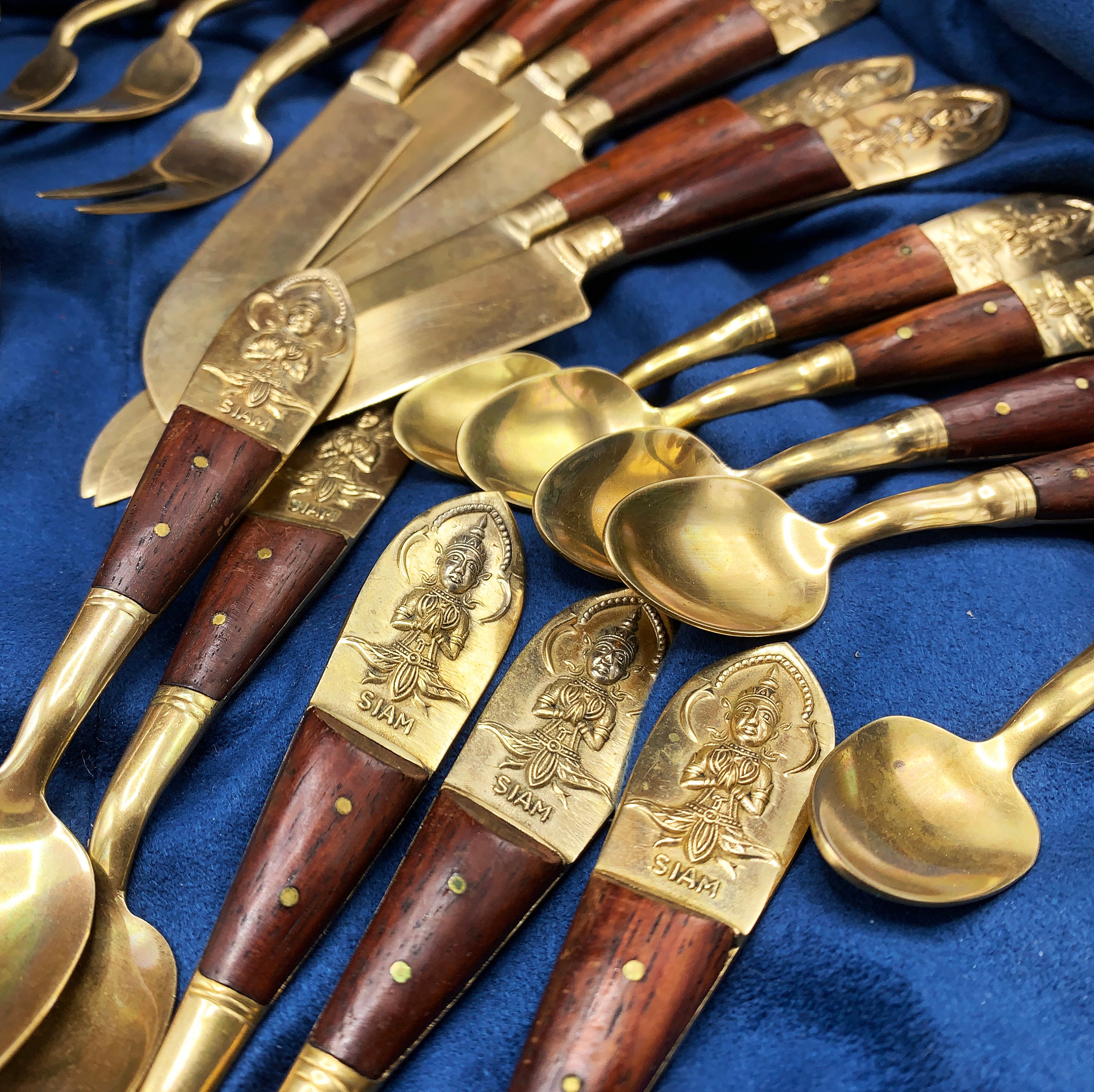 Mid-century Siam Brass and Rosewood Flatware Set - 30 Pieces - Etsy