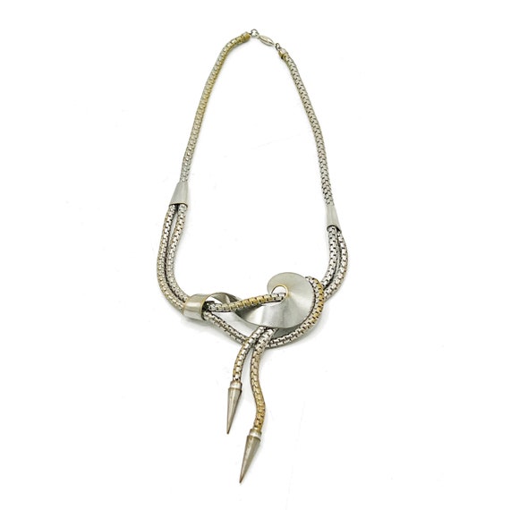 90s Sculptural Choker Necklace With Dangling Aiguillettes Tips