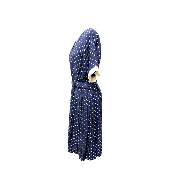 1950's Réloms Navy Blue & White Polka Dot Dress - image 2