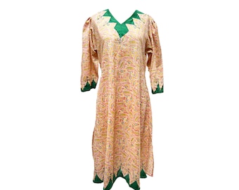 60's/70's Mid-Century Colorful Paisley Kaftan Tunic Dress