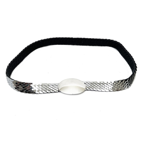 Mid-Century Expandable Silver Tone Metal Stretch Belt Silver Stretch Belts for Women for sale | eBay main image 3