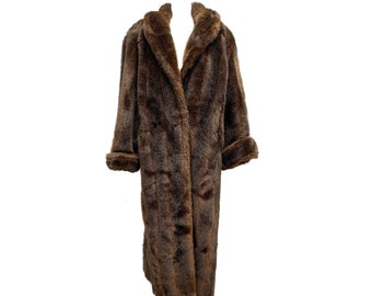 70's Claudine Bueché Luxe Vegan Fur Full Length Glam Coat