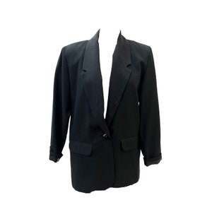 Blazer nero androgino vintage di Liz Baker - Taglia 8