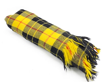 Mid-Century Modern Yellow, Black, and Red English Wool Blanket
