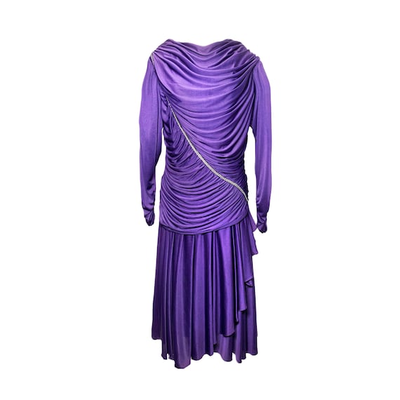 strapless open back dress Ethiopian Dress with Purple and Gold Patterns, Simple Habesha Kemis main image 1