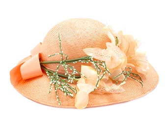 60s Mr. Kurt Original Wide Brim Peaches & Cream Orchid Hat 60 main image 2