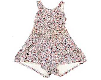 90's Vintage Ricki & Company 100% Cotton Floral Romper - Medium