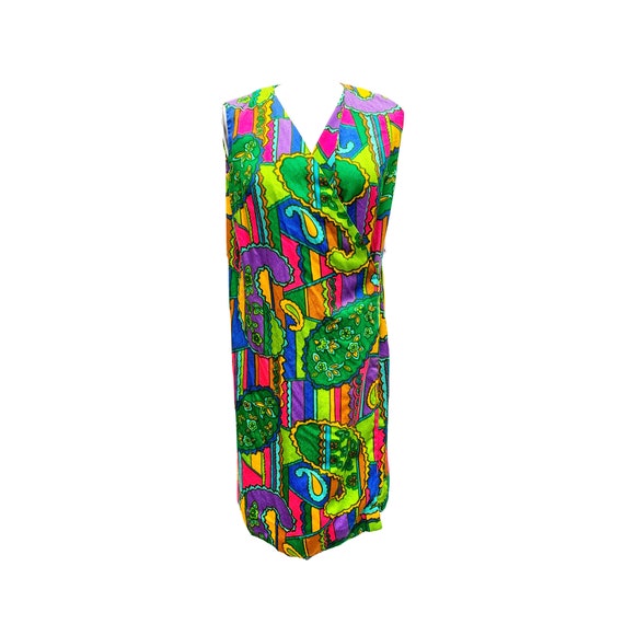 70's Bold Retro Flower Power Long Tunic Vest - image 1