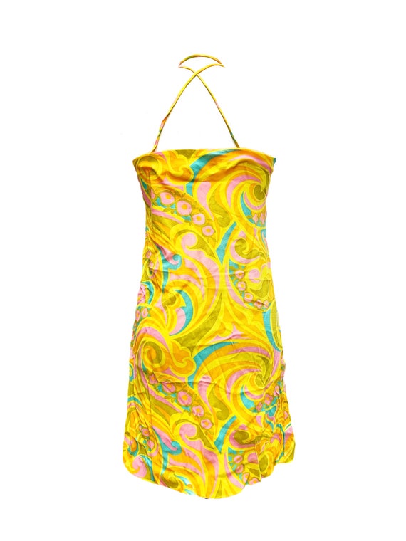 70's Psychedelic Strapless Mini Dress - image 2
