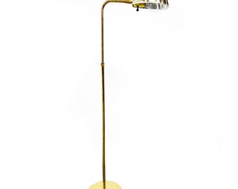Mid-Century Modern Leviton Brass Scalloped Clam Shell Adjustable Floor Lamp