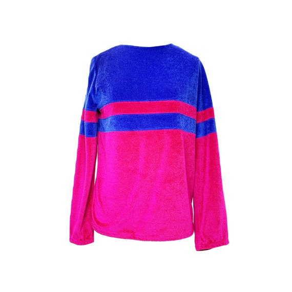 1960's Deweese Bright Pink & Purple Terrycloth Lo… - image 1