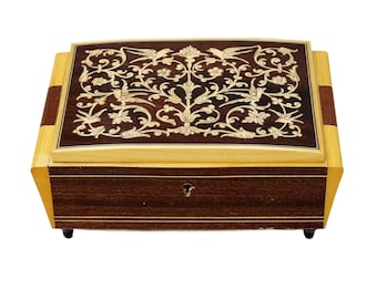 Vintage MCM Italian Inlaid Wooden Jewelry Keepsake Box