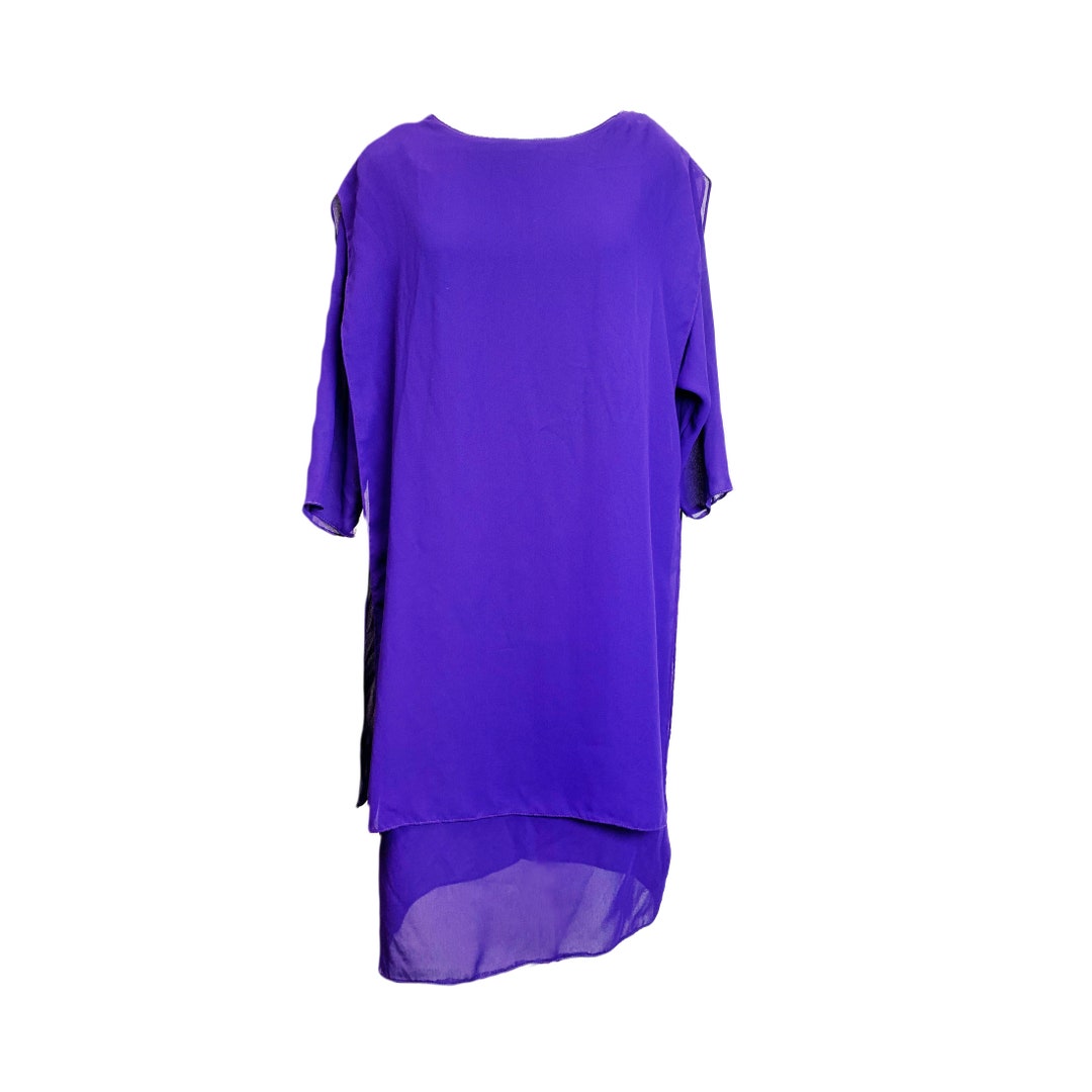 60's Miss Oops Flowing Purple Semi-sheer Dress - Etsy