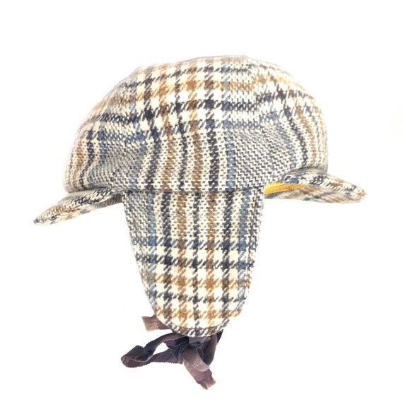 60's Mid-Century Plaid Wool Aviator Hat - image 2