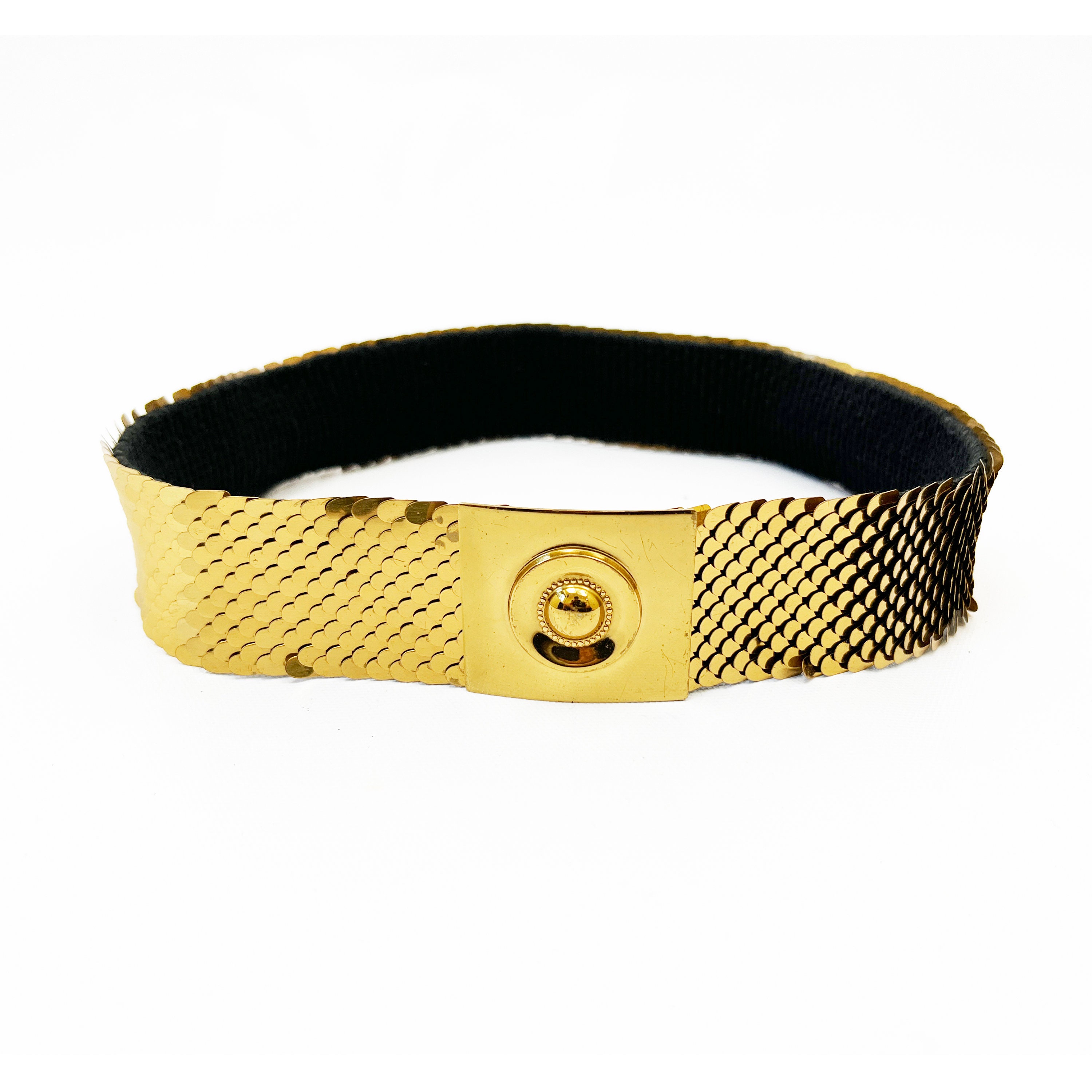 Mid-century Expandable Gold Tone Metal Stretch Belt - Etsy display picture 3
