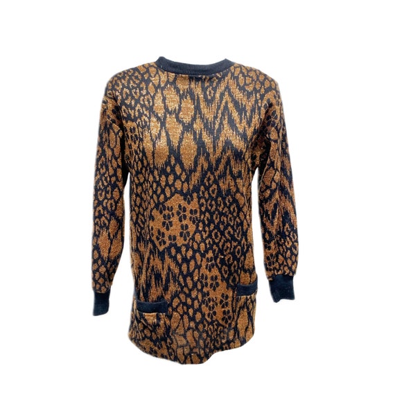 1990’s Pullover Metallic Abstract Animal Print Sw… - image 1