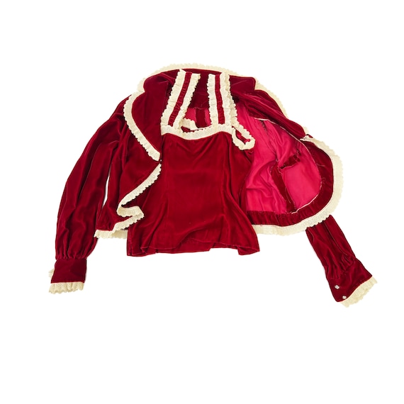 red velvet イェリ　セット Mid Century Gunne Sax Style Victorian Revival Cropped Red Velvet