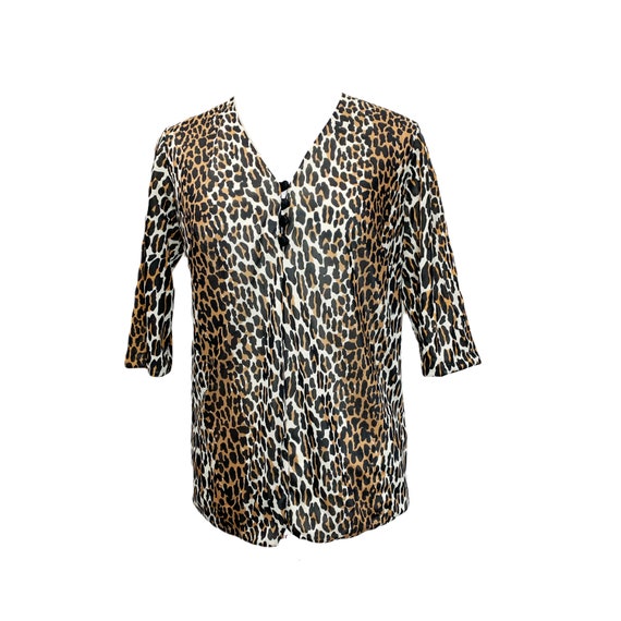 70's Mod & Slinky Leopard Print Blouse - image 1