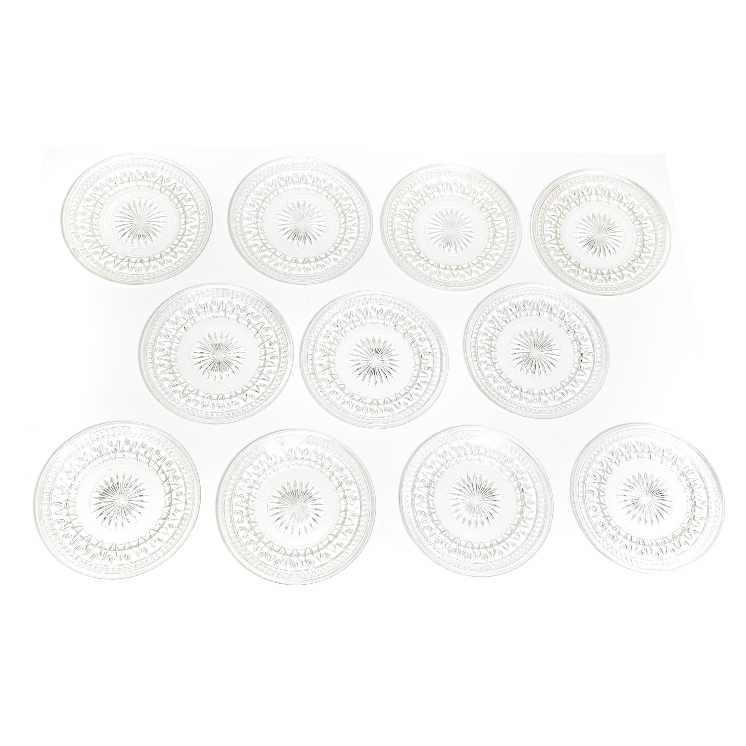 Vintage Mid Century Heavy Pressed Glass Starburst Plates - 11 Pieces - Etsy