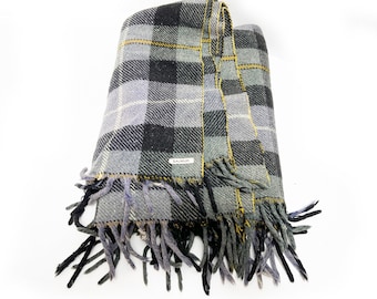 Mid-Century Modern French Wool Plaid Blanket