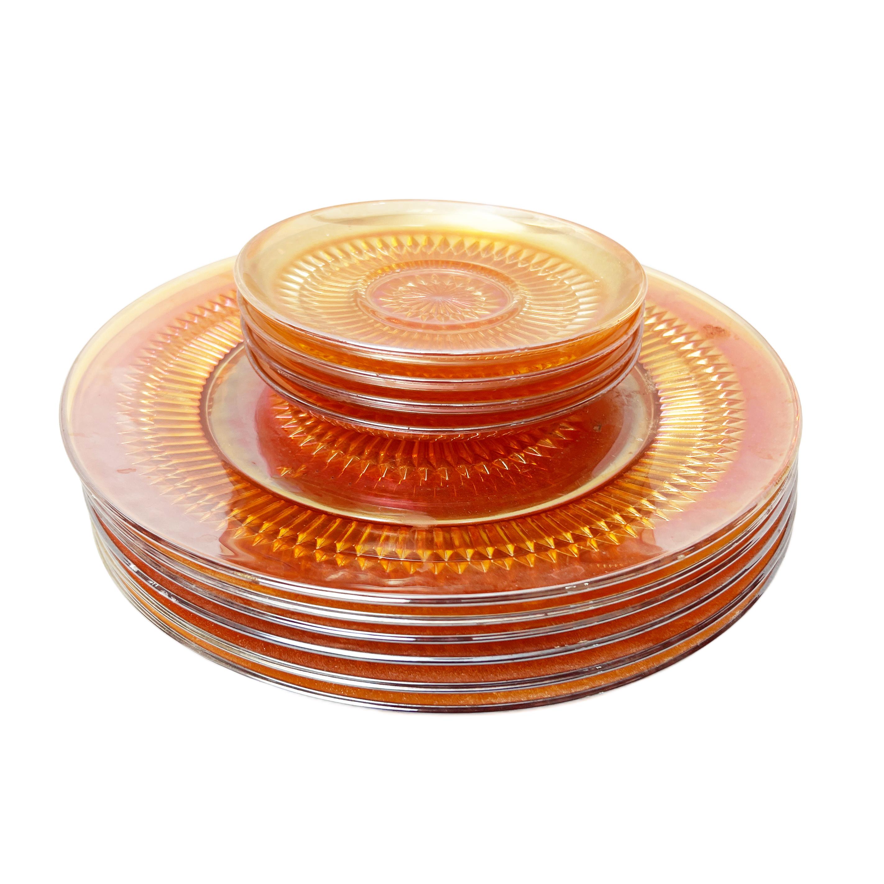 Mid Century Jeanette Glass Iridescent Marigold Anniversary Pattern