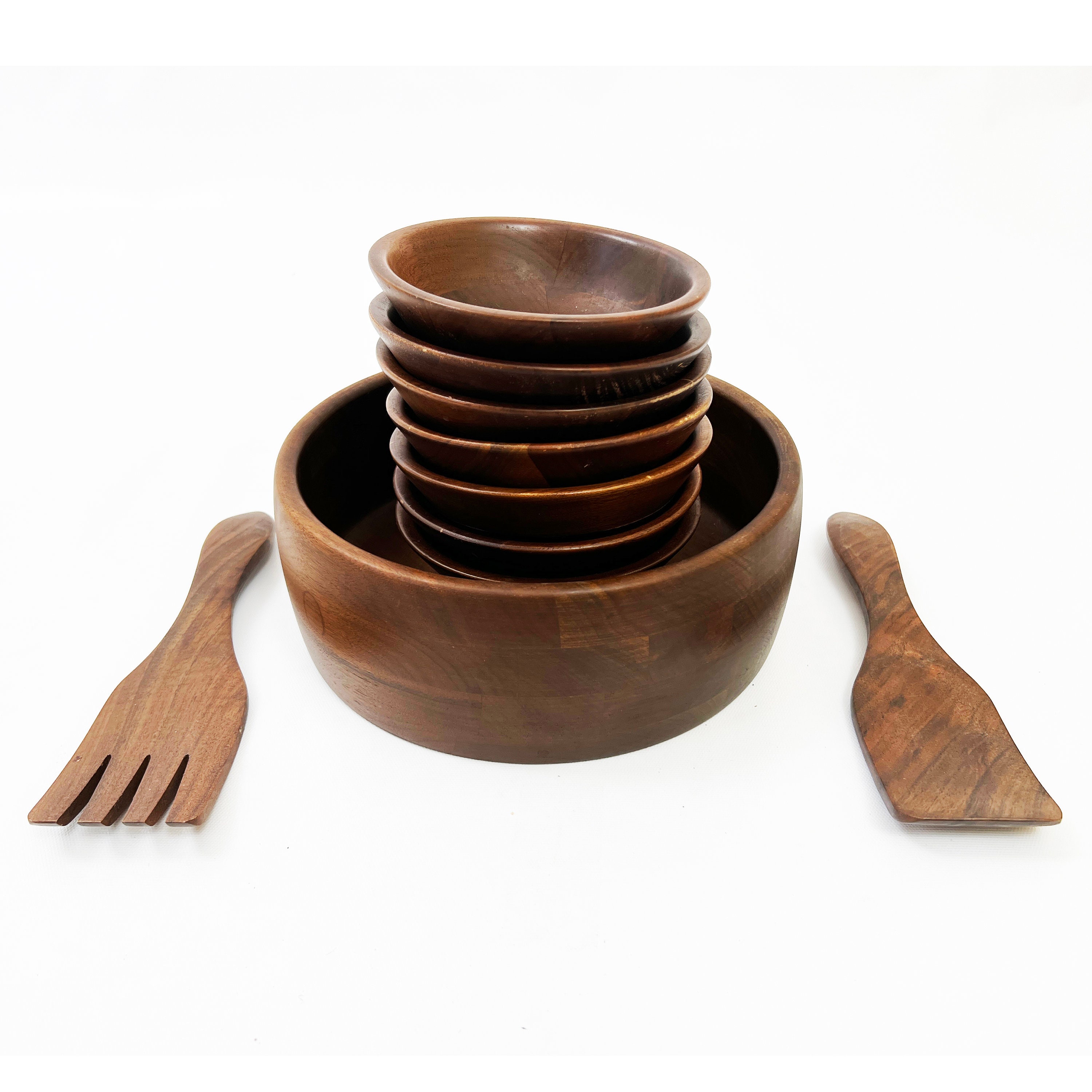 Ozark Walnutware Handturned Walnut Wood Serving Bowl Set - 11
