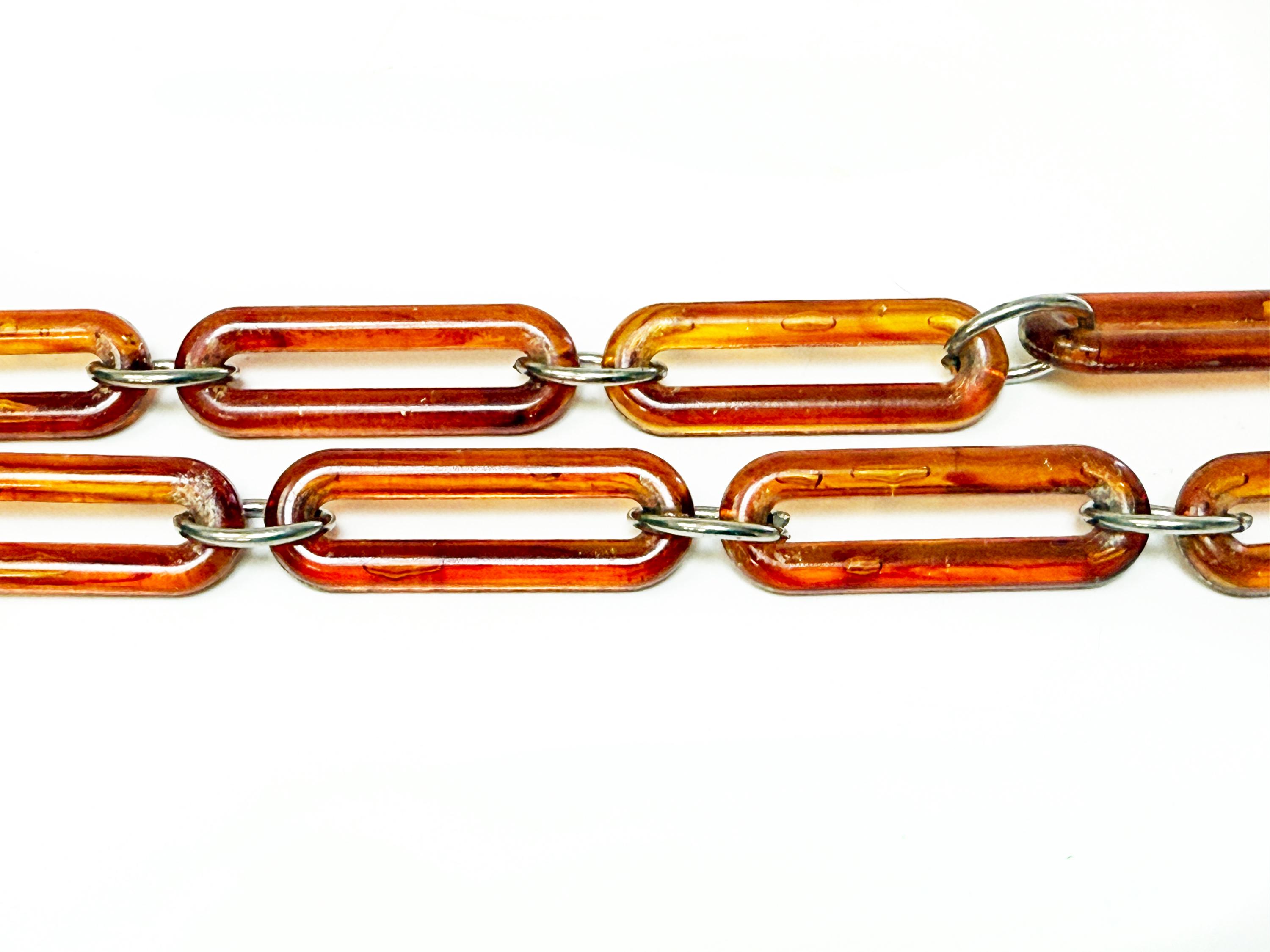 1960s Mod Amber Lucite Style Link Adjustable Belt With  display picture 1