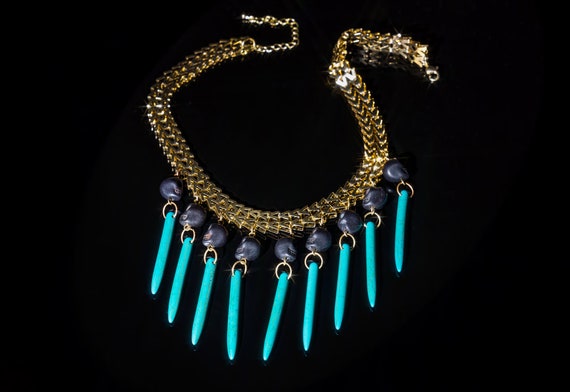 Hand made vintage unique and bold necklace with s… - image 7
