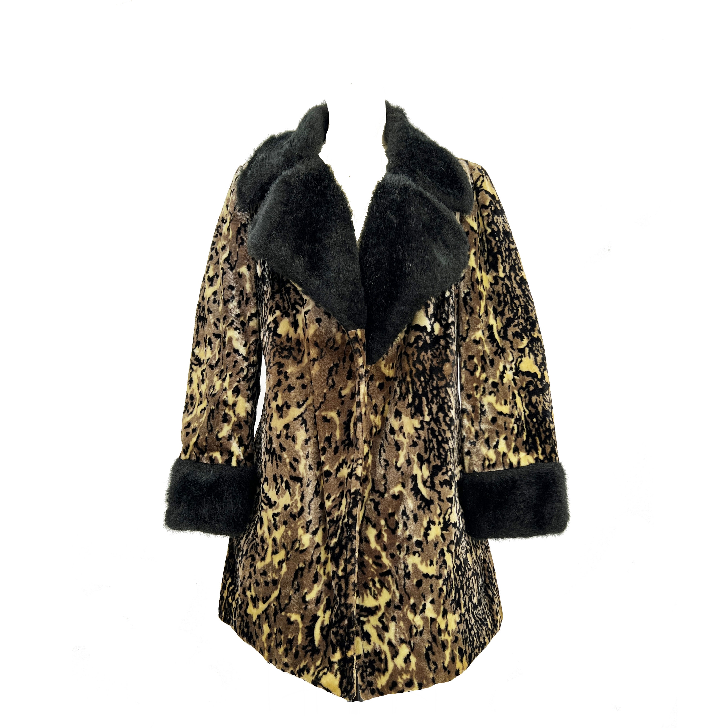 60's 70's Lady's Leopard Coat 【SWAHIRI】 Vintage 1960s Faux Leopard Fur Coat Swahili Fitted M L | eBay
