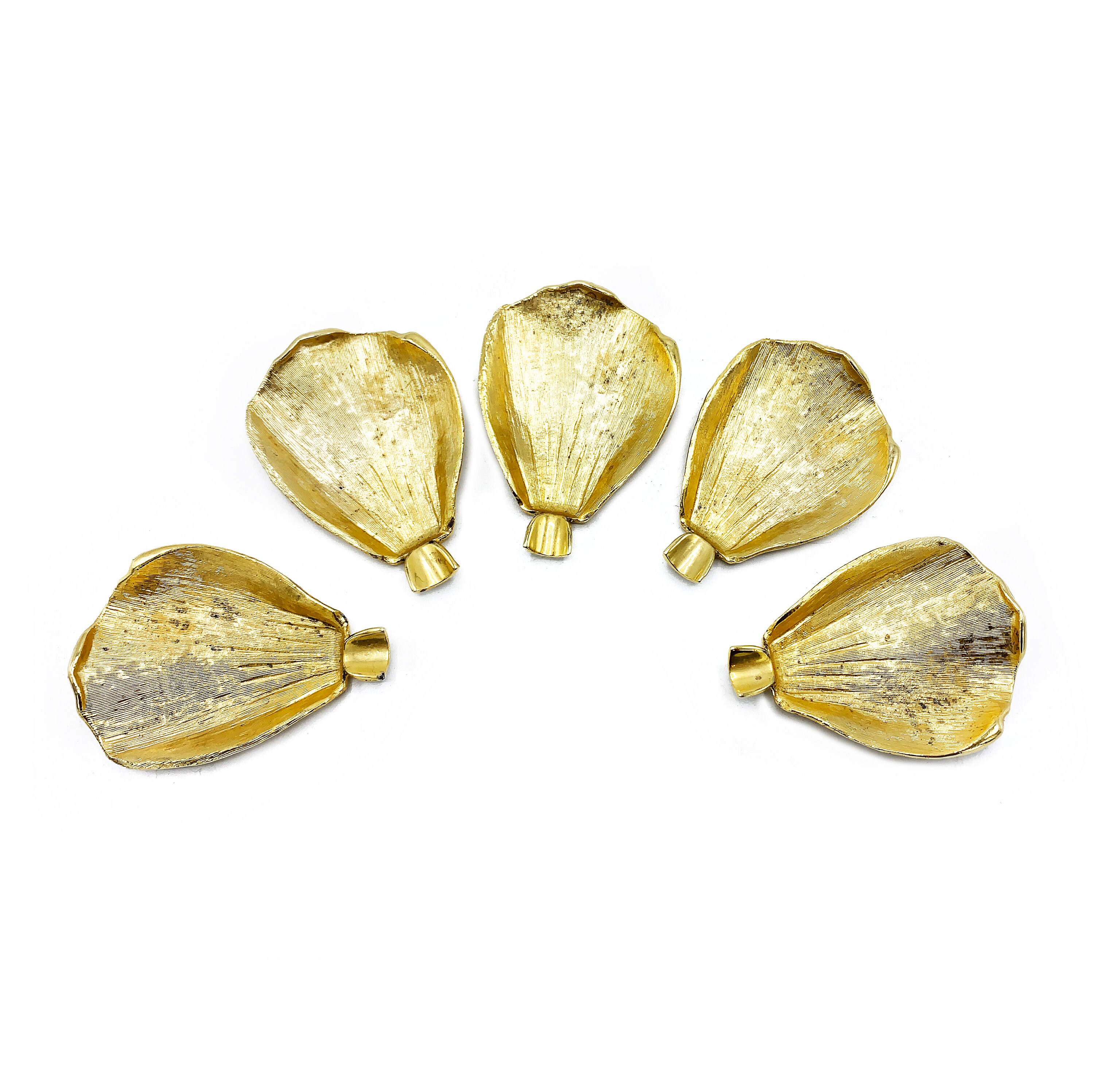 Mid-century Modern Gucci Style Gold Plated Petal Ashtrays - Set of