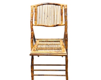 Mid-Century Modern Luxe Folding Bamboo Accent Chair