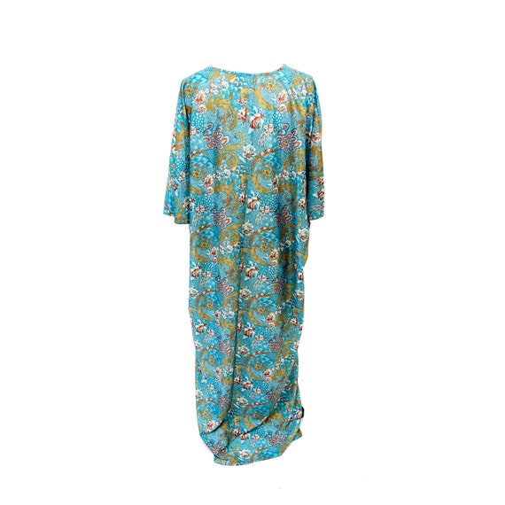 1960's Lady Jamille Polyester Teal & Brass Floral… - image 3