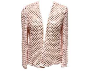 Mid-Century Couture Knit & Sequin Pale Pink Cardigan