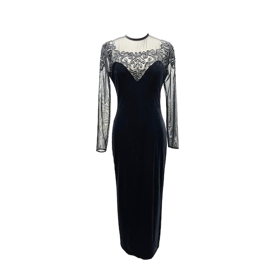Glamorous Black Velvet Sheer Sleeves Dress Glamorous Black Velvet Sheer Sleeves Dress