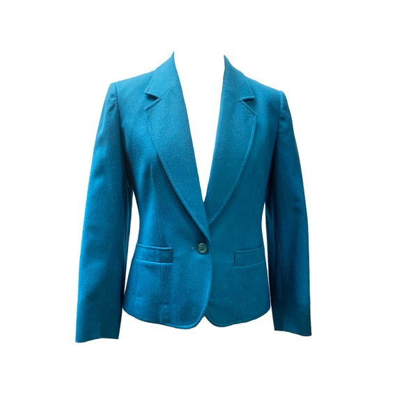 Vintage Turquoise 100% Virgin Wool Tailored And F… - image 1