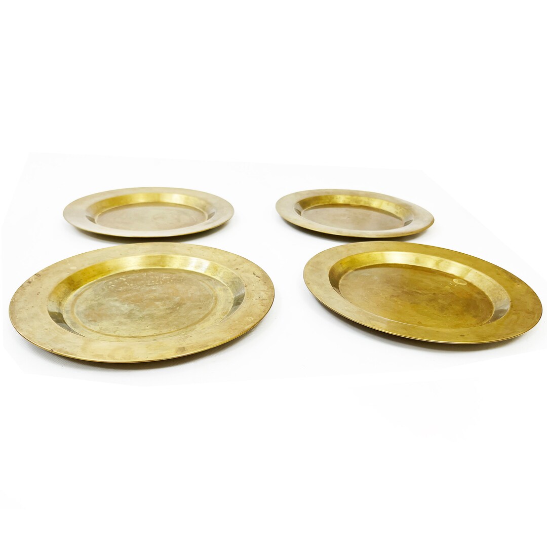 Midcentury Modern Solid Brass Charger Plates 4 Pieces Etsy
