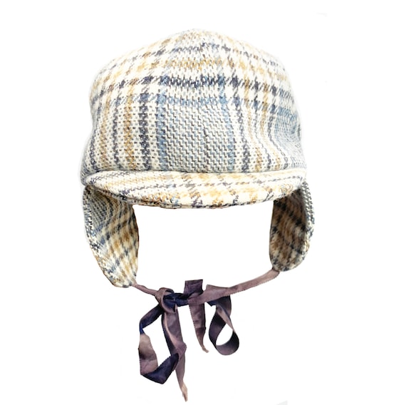 60's Mid-Century Plaid Wool Aviator Hat - image 1