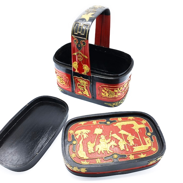 Antique Chinese Wedding Basket Box Etsy