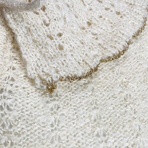 60's Soft Knit Peter Pan Collar Cream & Metallic Gold Sweater image 4