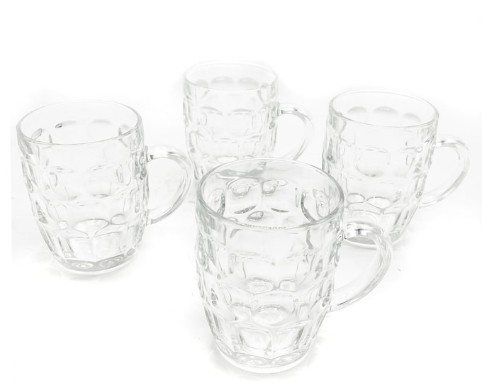 Midcentury Modern Arcoroc Glass Dimple Beer Mugs Set of 4 Etsy