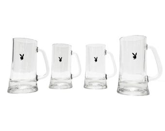 MCM Vintage Playboy Beer Mug, Textured Glass Bottom - 4 Pieces
