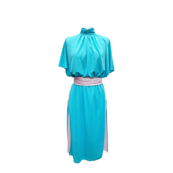 70's Light Blue & Lavender Dress