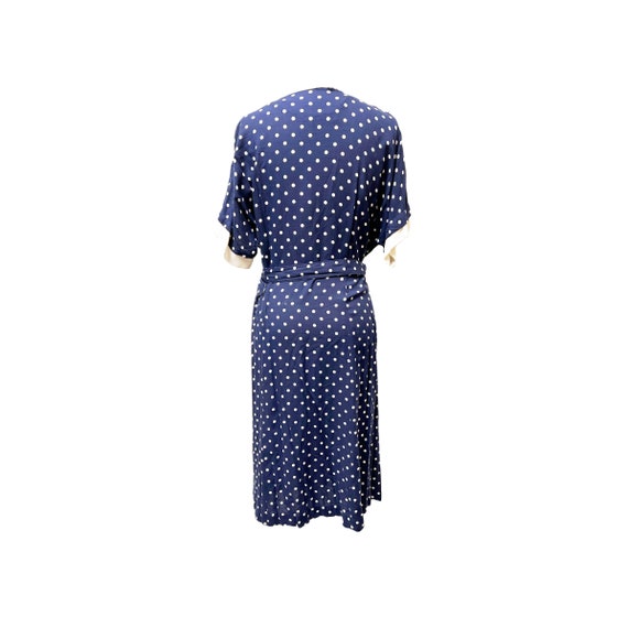 1950's Réloms Navy Blue & White Polka Dot Dress - image 3