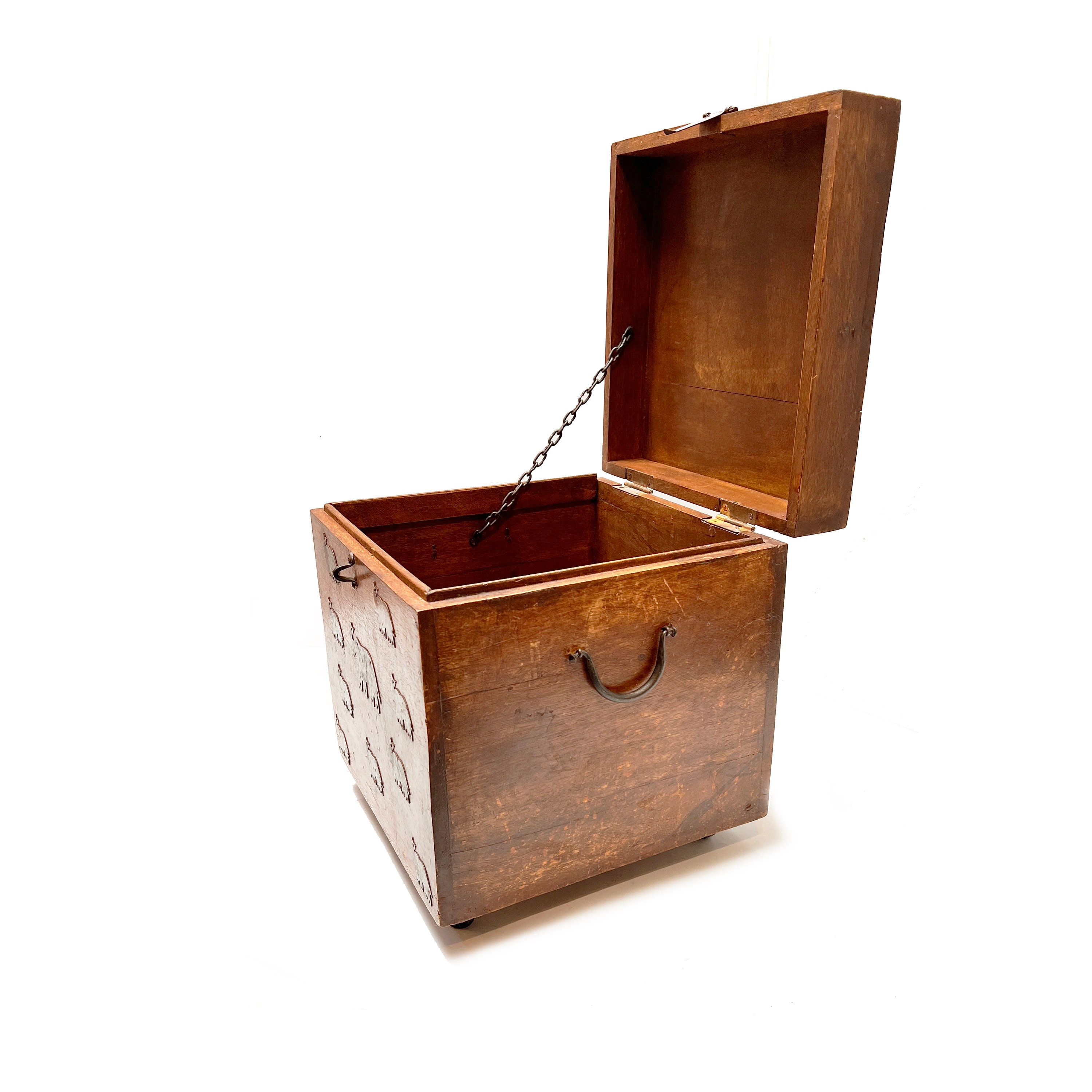 シェル レトロ木箱 『SHELL』Vintage wooden box Vintage Wooden Box Metal Lined Watertight Hinged Lid Rustic